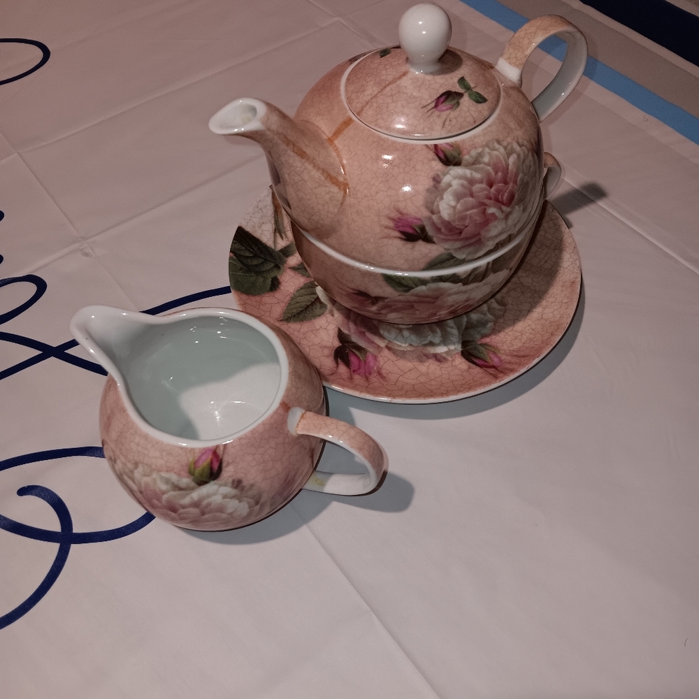 Antique Teapot and Creamer Set